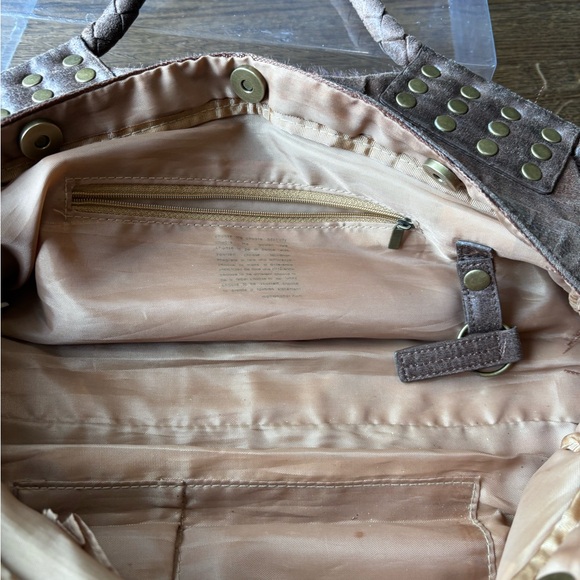 Ampersand Y2K Faux Fur Studded Shoulder Bag Brown Boho - Picture 8 of 13